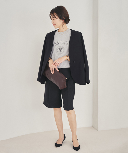 plage(プラージュ)の「Collarless ジャケット(ノーカラージャケット・レディース・ホワイト/ブラック・36/38)」の4枚目の写真