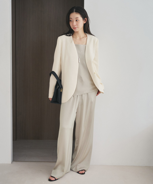 plage(プラージュ)の「Collarless ジャケット(ノーカラージャケット・レディース・ホワイト/ブラック・36/38)」の5枚目の写真