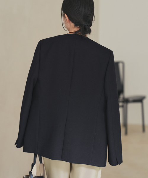 plage(プラージュ)の「Collarless ジャケット(ノーカラージャケット・レディース・ホワイト/ブラック・36/38)」の12枚目の写真