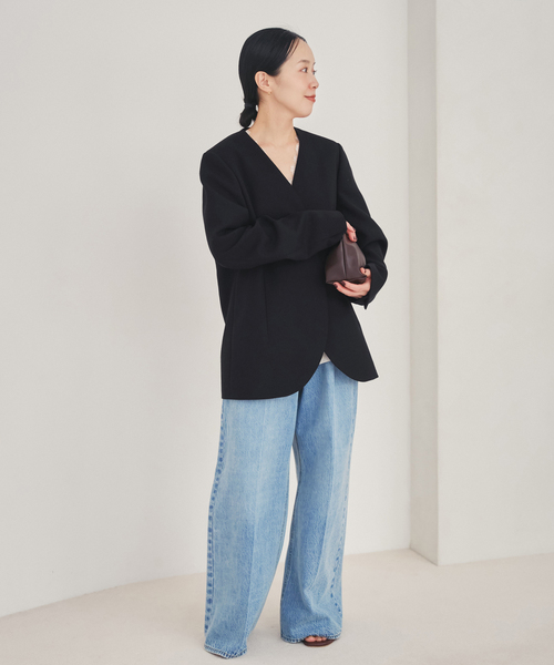 plage(プラージュ)の「Collarless ジャケット(ノーカラージャケット・レディース・ホワイト/ブラック・36/38)」の13枚目の写真