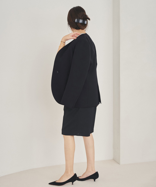 plage(プラージュ)の「Collarless ジャケット(ノーカラージャケット・レディース・ホワイト/ブラック・36/38)」の22枚目の写真