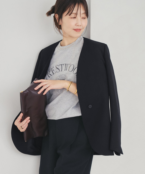 plage（プラージュ）の「Collarless ジャケット（ノーカラージャケット・レディース・ホワイト/ブラック・36/38）」の11枚目の写真