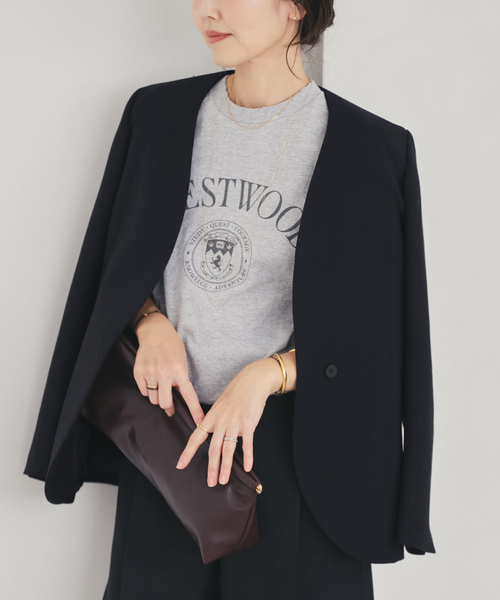 plage（プラージュ）の「Collarless ジャケット（ノーカラージャケット・レディース・ホワイト/ブラック・36/38）」の12枚目の写真