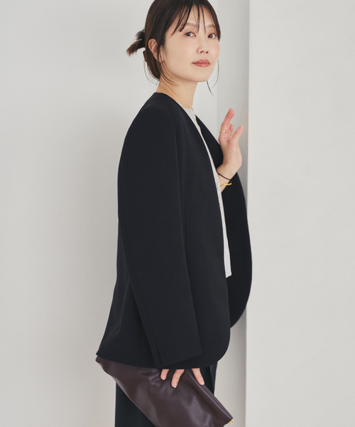 plage（プラージュ）の「Collarless ジャケット（ノーカラージャケット・レディース・ホワイト/ブラック・36/38）」の13枚目の写真