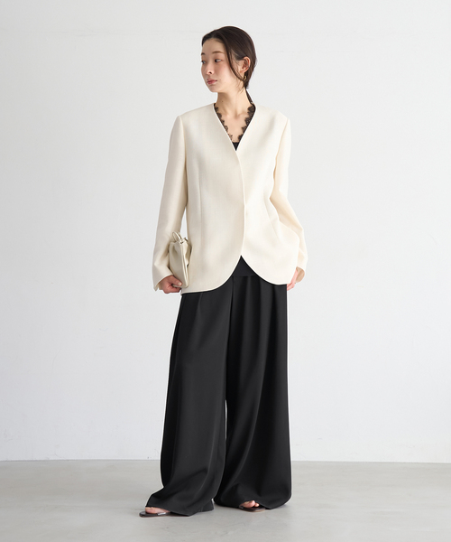 plage（プラージュ）の「Collarless ジャケット（ノーカラージャケット・レディース・ホワイト/ブラック・36/38）」の15枚目の写真