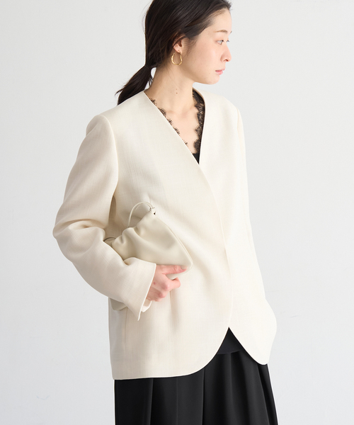 plage（プラージュ）の「Collarless ジャケット（ノーカラージャケット・レディース・ホワイト/ブラック・36/38）」の16枚目の写真