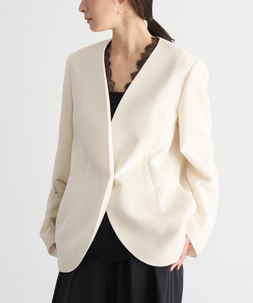 plage（プラージュ）の「Collarless ジャケット（ノーカラージャケット・レディース・ホワイト/ブラック・36/38）」の17枚目の写真