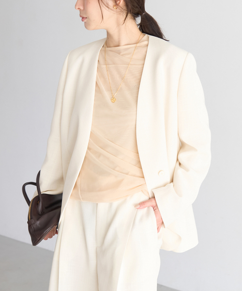 plage（プラージュ）の「Collarless ジャケット（ノーカラージャケット・レディース・ホワイト/ブラック・36/38）」の21枚目の写真