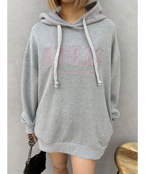 EVRIS（エヴリス）の「EVRISロゴオーバーサイズフーディー（スウェット・レディース・グレー/ホワイト/ブラック・FREE）」の4枚目の写真