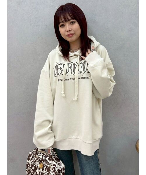 EVRIS（エヴリス）の「EVRISロゴオーバーサイズフーディー（スウェット・レディース・グレー/ホワイト/ブラック・FREE）」の12枚目の写真