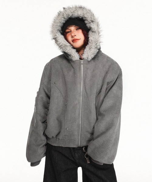 mushwear(マッシュウェア)の「フェイクファーフーデッドボリュームブルゾン(ブルゾン・メンズ・グレー・X-LARGE/LARGE/MEDIUM)」の1枚目の写真