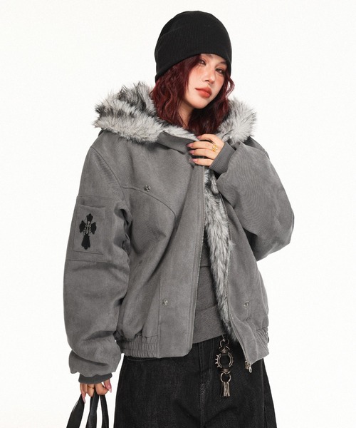 mushwear(マッシュウェア)の「フェイクファーフーデッドボリュームブルゾン(ブルゾン・メンズ・グレー・X-LARGE/LARGE/MEDIUM)」の3枚目の写真