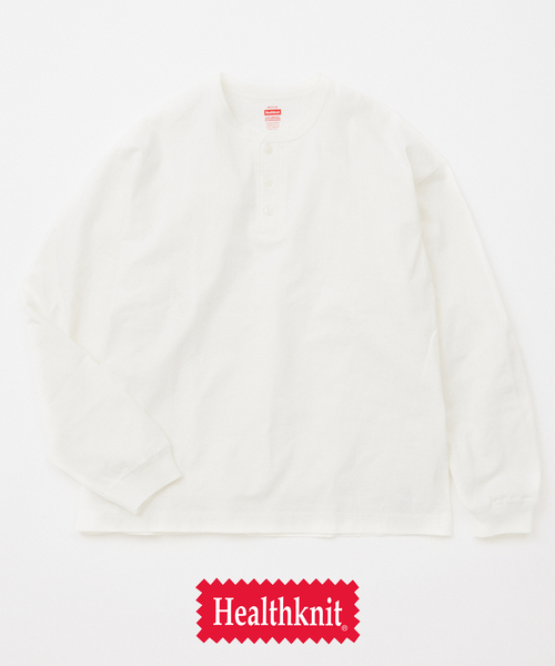 ヘルストロン 西口加平著 Health knit / ヘルスニット 別注 ヘンリー ネックロンT（Tシャツ