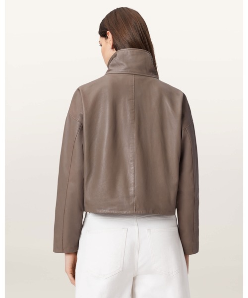 ALLSAINTS(オールセインツ)の「RYDER FUNNEL NECK LEATHER JACKET | ライダー ファンネル ネック レザー ジャケット(その他アウター・レディース・ブラウン系その他・S/M/L/XS)」の7枚目の写真