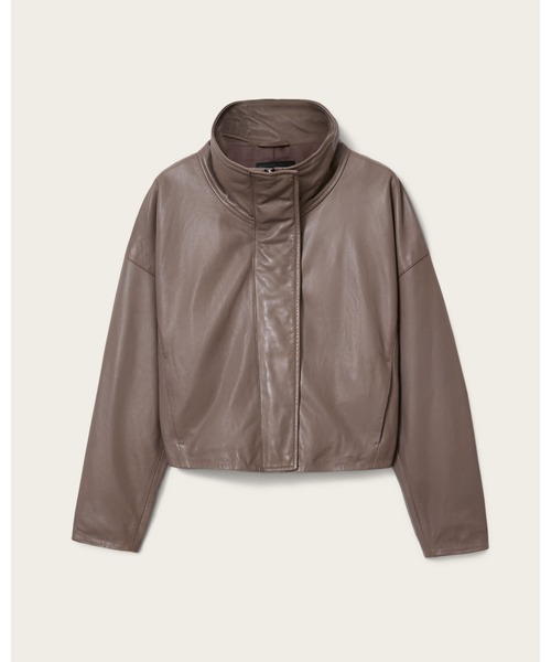 ALLSAINTS(オールセインツ)の「RYDER FUNNEL NECK LEATHER JACKET | ライダー ファンネル ネック レザー ジャケット(その他アウター・レディース・ブラウン系その他・S/M/L/XS)」の8枚目の写真
