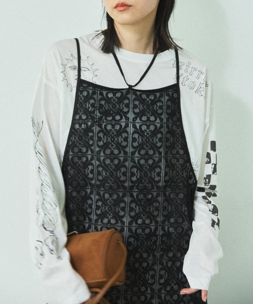 MIRROR STOKE(ミラーストーク)の「≪WEB限定≫【新色追加】TATOO PRINT LONG SLEEVE TEE/タトゥープリントロングスリーブティー(Tシャツ/カットソー・レディース・ピンク/オフホワイト/杢グレー・MEDIUM)」の15枚目の写真