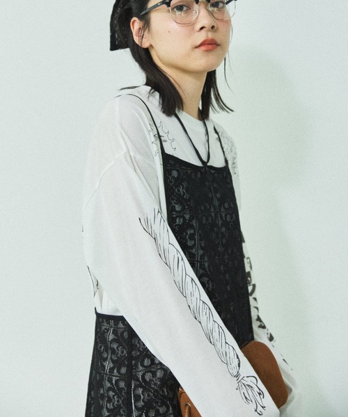 MIRROR STOKE(ミラーストーク)の「≪WEB限定≫【新色追加】TATOO PRINT LONG SLEEVE TEE/タトゥープリントロングスリーブティー(Tシャツ/カットソー・レディース・ピンク/オフホワイト/杢グレー・MEDIUM)」の14枚目の写真