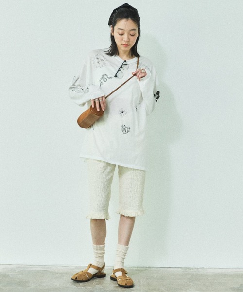 MIRROR STOKE(ミラーストーク)の「≪WEB限定≫【新色追加】TATOO PRINT LONG SLEEVE TEE/タトゥープリントロングスリーブティー(Tシャツ/カットソー・レディース・ピンク/オフホワイト/杢グレー・MEDIUM)」の6枚目の写真