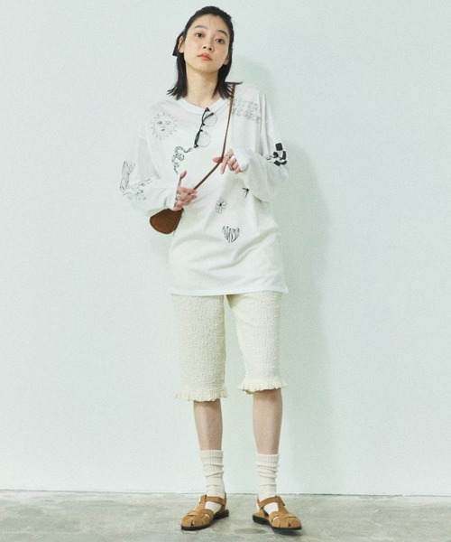 MIRROR STOKE(ミラーストーク)の「≪WEB限定≫【新色追加】TATOO PRINT LONG SLEEVE TEE/タトゥープリントロングスリーブティー(Tシャツ/カットソー・レディース・ピンク/オフホワイト/杢グレー・MEDIUM)」の7枚目の写真