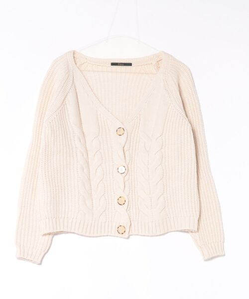 Ritzy(リッツィー)の「Vネックケーブル編み ニットカーディガン(カーディガン/ボレロ・レディース・ブラック/レッド/ホワイト/ベージュ/グレー・FREE)」の18枚目の写真