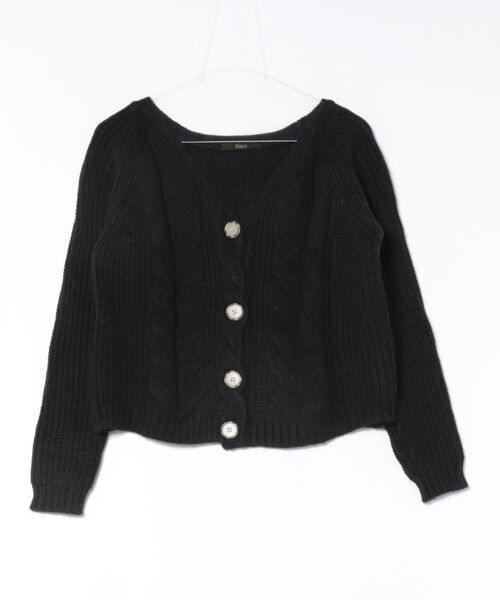 Ritzy(リッツィー)の「Vネックケーブル編み ニットカーディガン(カーディガン/ボレロ・レディース・ブラック/レッド/ホワイト/ベージュ/グレー・FREE)」の19枚目の写真