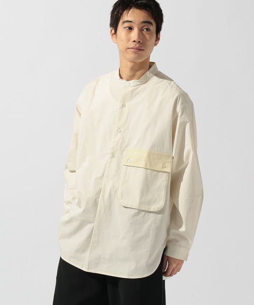 niko and...（ニコアンド）の「ウォッシュドバンドシャツプルオーバー（シャツ/ブラウス・メンズ・オフホワイト/グレー・LARGE/MEDIUM）」の2枚目の写真