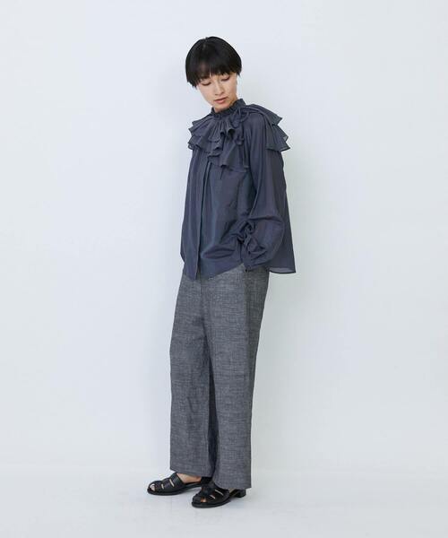 LOISIR(ロワズィール)の「【付け襟セット】コットンシルクボイルフリルカラーブラウス(シャツ/ブラウス・レディース・ライトグレー/ネイビー・FREE)」の8枚目の写真