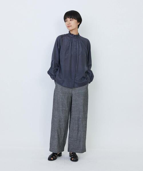 LOISIR(ロワズィール)の「【付け襟セット】コットンシルクボイルフリルカラーブラウス(シャツ/ブラウス・レディース・ライトグレー/ネイビー・FREE)」の9枚目の写真