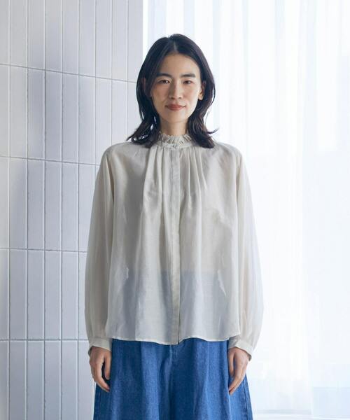 LOISIR(ロワズィール)の「【付け襟セット】コットンシルクボイルフリルカラーブラウス(シャツ/ブラウス・レディース・ライトグレー/ネイビー・FREE)」の12枚目の写真