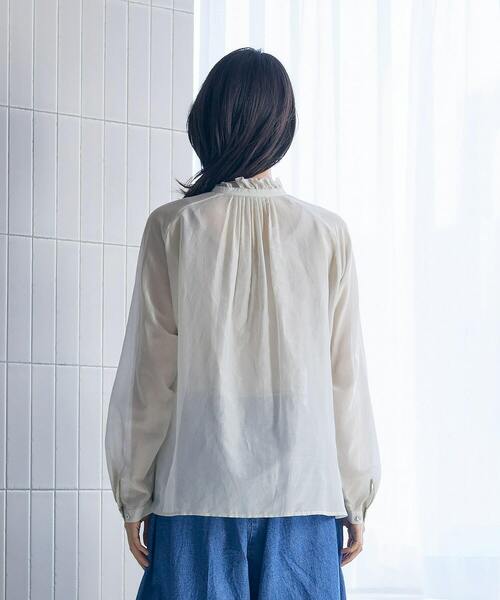 LOISIR(ロワズィール)の「【付け襟セット】コットンシルクボイルフリルカラーブラウス(シャツ/ブラウス・レディース・ライトグレー/ネイビー・FREE)」の14枚目の写真