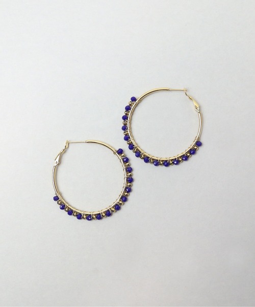 ieLS（イエルズ）の「金属アレルギー対応「ieLS」ステンレス　カラービジューフープピアス（ピアス（両耳用）・レディース・ブルー/ホワイト/グリーン/オレンジ・ONE SIZE）」の3枚目の写真