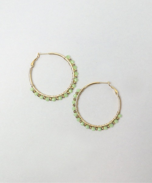 ieLS（イエルズ）の「金属アレルギー対応「ieLS」ステンレス　カラービジューフープピアス（ピアス（両耳用）・レディース・ブルー/ホワイト/グリーン/オレンジ・ONE SIZE）」の2枚目の写真