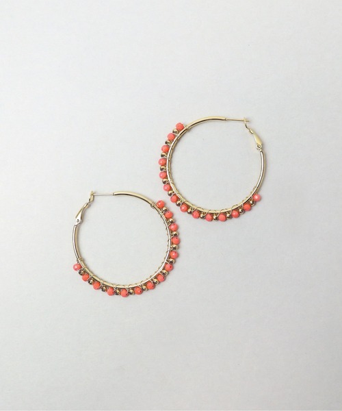 ieLS（イエルズ）の「金属アレルギー対応「ieLS」ステンレス　カラービジューフープピアス（ピアス（両耳用）・レディース・ブルー/ホワイト/グリーン/オレンジ・ONE SIZE）」の5枚目の写真