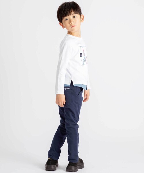 BeBe（ベベ）の「エッフェル塔プリントレイヤード風スムース長袖Tシャツ（Tシャツ/カットソー・キッズ・ホワイト/グリーン・120cm/140cm/130cm/150cm）」の4枚目の写真