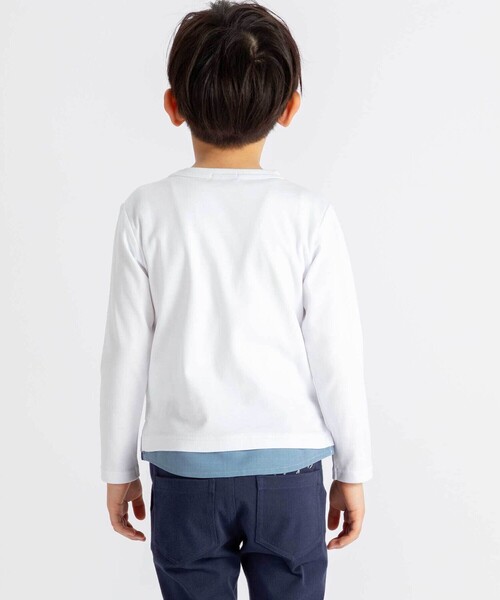 BeBe（ベベ）の「エッフェル塔プリントレイヤード風スムース長袖Tシャツ（Tシャツ/カットソー・キッズ・ホワイト/グリーン・120cm/140cm/130cm/150cm）」の5枚目の写真