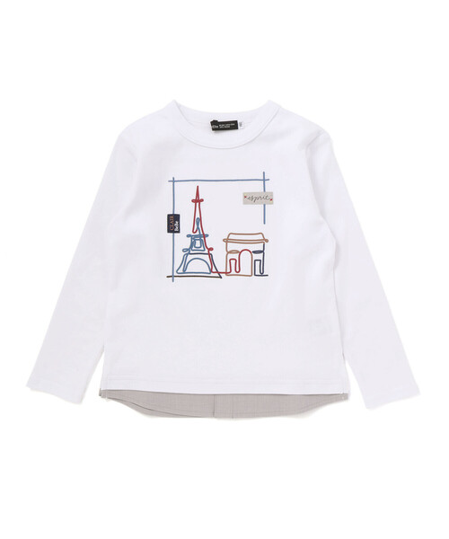BeBe（ベベ）の「エッフェル塔プリントレイヤード風スムース長袖Tシャツ（Tシャツ/カットソー・キッズ・ホワイト/グリーン・120cm/140cm/130cm/150cm）」の6枚目の写真