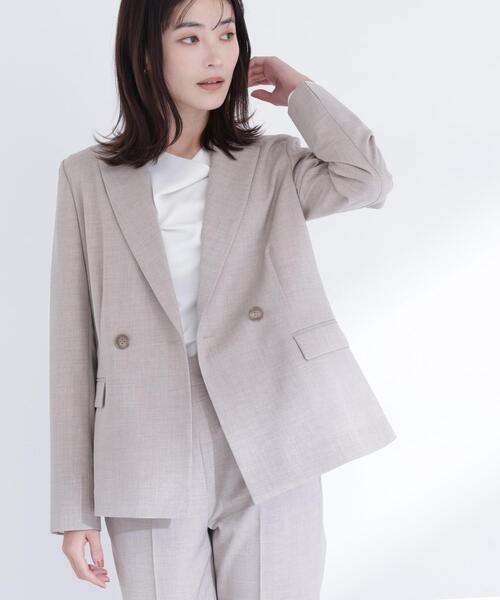 NATURAL BEAUTY BASIC（ナチュラルビューティーベーシック）の「◇リネンライク SETUP ダブルボタンジャケット（テーラードジャケット・レディース・ブラウン/ベージュ・SMALL/MEDIUM/LARGE）」の9枚目の写真