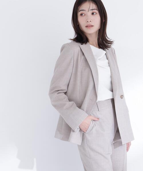 NATURAL BEAUTY BASIC（ナチュラルビューティーベーシック）の「◇リネンライク SETUP ダブルボタンジャケット（テーラードジャケット・レディース・ブラウン/ベージュ・SMALL/MEDIUM/LARGE）」の11枚目の写真