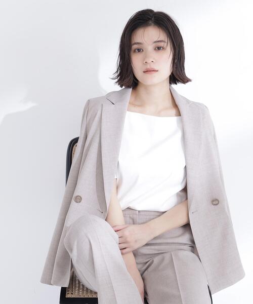 NATURAL BEAUTY BASIC（ナチュラルビューティーベーシック）の「◇リネンライク SETUP ダブルボタンジャケット（テーラードジャケット・レディース・ブラウン/ベージュ・SMALL/MEDIUM/LARGE）」の15枚目の写真