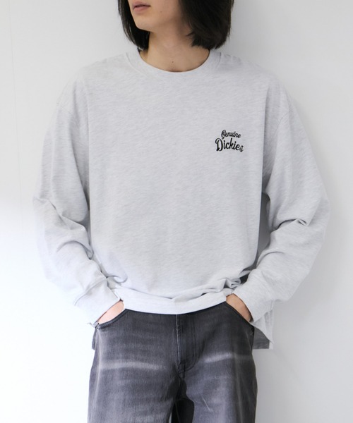 Dickies(ディッキーズ)の「【GENUINE Dickies/ ジェニュインデッキーズ】 バックアップリケ刺繍 /袖チェーン刺繍 ワイドBOXシルエット 長袖Tシャツ(Tシャツ/カットソー・メンズ・ホワイト/ネイビー/オートミール/グレー・M/L/XL)」の5枚目の写真