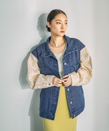 LEPSIM | 刺繍レースドッキングカバーオール　639392(デニムジャケット)