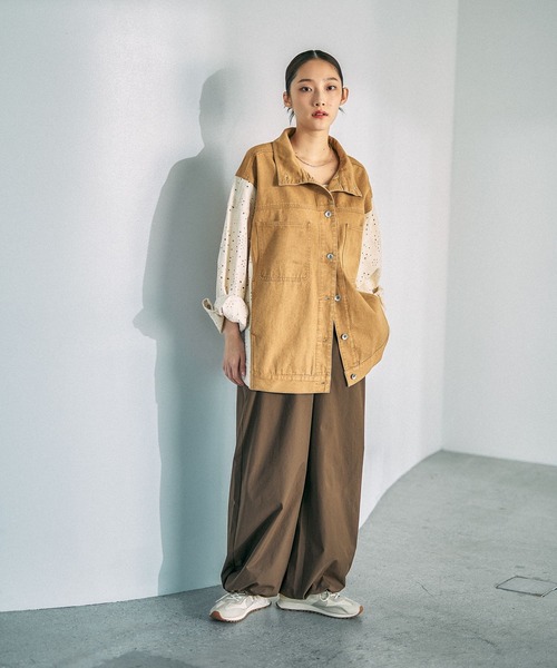 LEPSIM（レプシィム）の「刺繍レースドッキングカバーオール　639392（デニムジャケット・レディース・ブラック/キャメル/ブルー・FREE）」の13枚目の写真