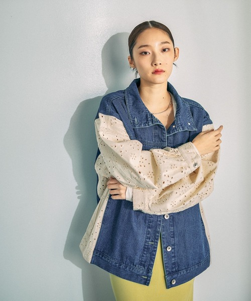 LEPSIM（レプシィム）の「刺繍レースドッキングカバーオール　639392（デニムジャケット・レディース・ブラック/キャメル/ブルー・FREE）」の17枚目の写真