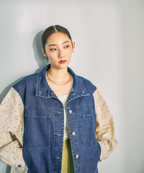 LEPSIM（レプシィム）の「刺繍レースドッキングカバーオール　639392（デニムジャケット・レディース・ブラック/キャメル/ブルー・FREE）」の18枚目の写真