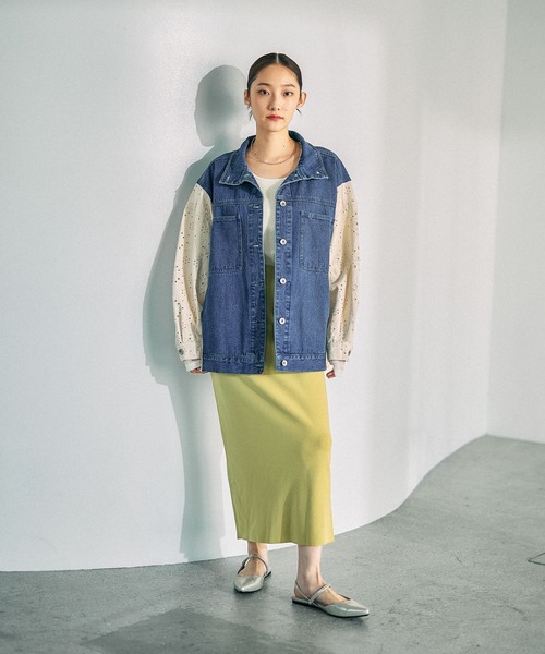 LEPSIM（レプシィム）の「刺繍レースドッキングカバーオール　639392（デニムジャケット・レディース・ブラック/キャメル/ブルー・FREE）」の19枚目の写真