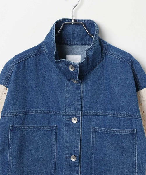 セール】刺繍レースドッキングカバーオール 639392（デニムジャケット