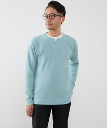 リンクスストライプカノコ キーネックTシャツ