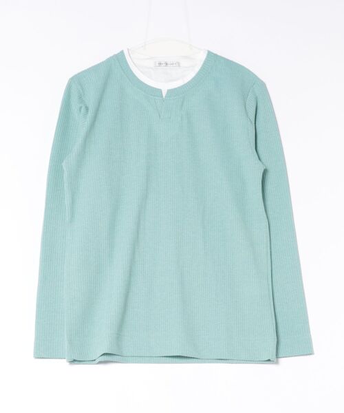 MEN'S MELROSE(メンズメルローズ)の「リンクスストライプカノコ キーネックTシャツ(Tシャツ/カットソー・メンズ・ネイビー/ライトグレー/グリーン・2/3/4)」の3枚目の写真