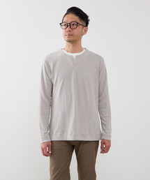 リンクスストライプカノコ キーネックTシャツ