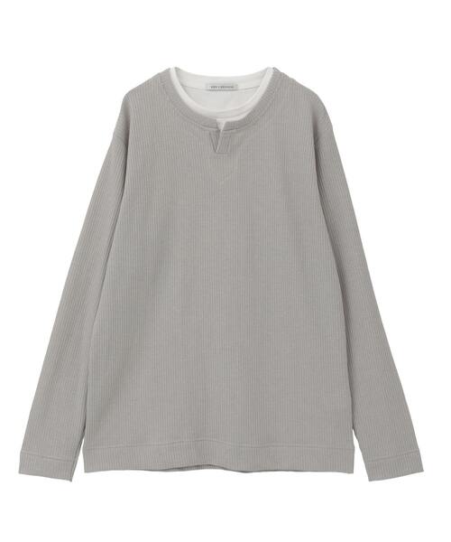 MEN'S MELROSE(メンズメルローズ)の「リンクスストライプカノコ キーネックTシャツ(Tシャツ/カットソー・メンズ・ネイビー/ライトグレー/グリーン・2/3/4)」の10枚目の写真